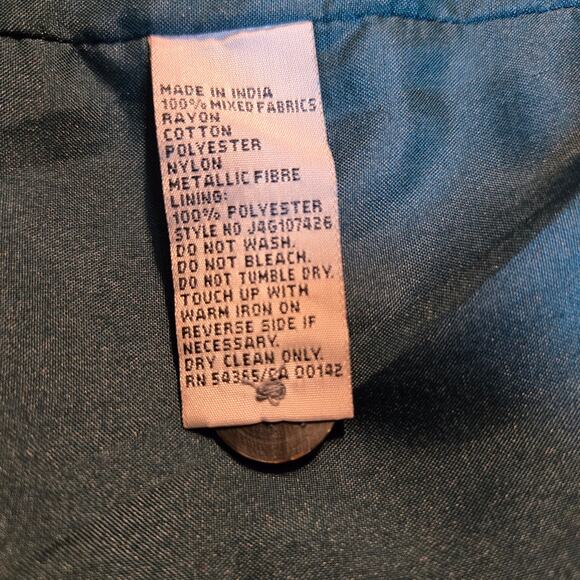 TanJay Large Blue Patch Work Women's Top Shirt Heavy Long Sleeves Misses L 12 14 - Picture 6 of 8